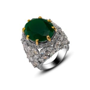 Glorious Green Ring — Jade & Moissanite in Sterling Silver