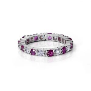 Love of Eternity Ring — Natural Ruby & Moissanite Band in Sterling Silver