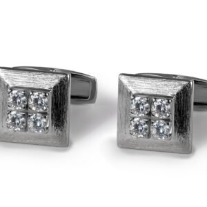 Four-Square — Moissanite Cufflinks in Sterling Silver