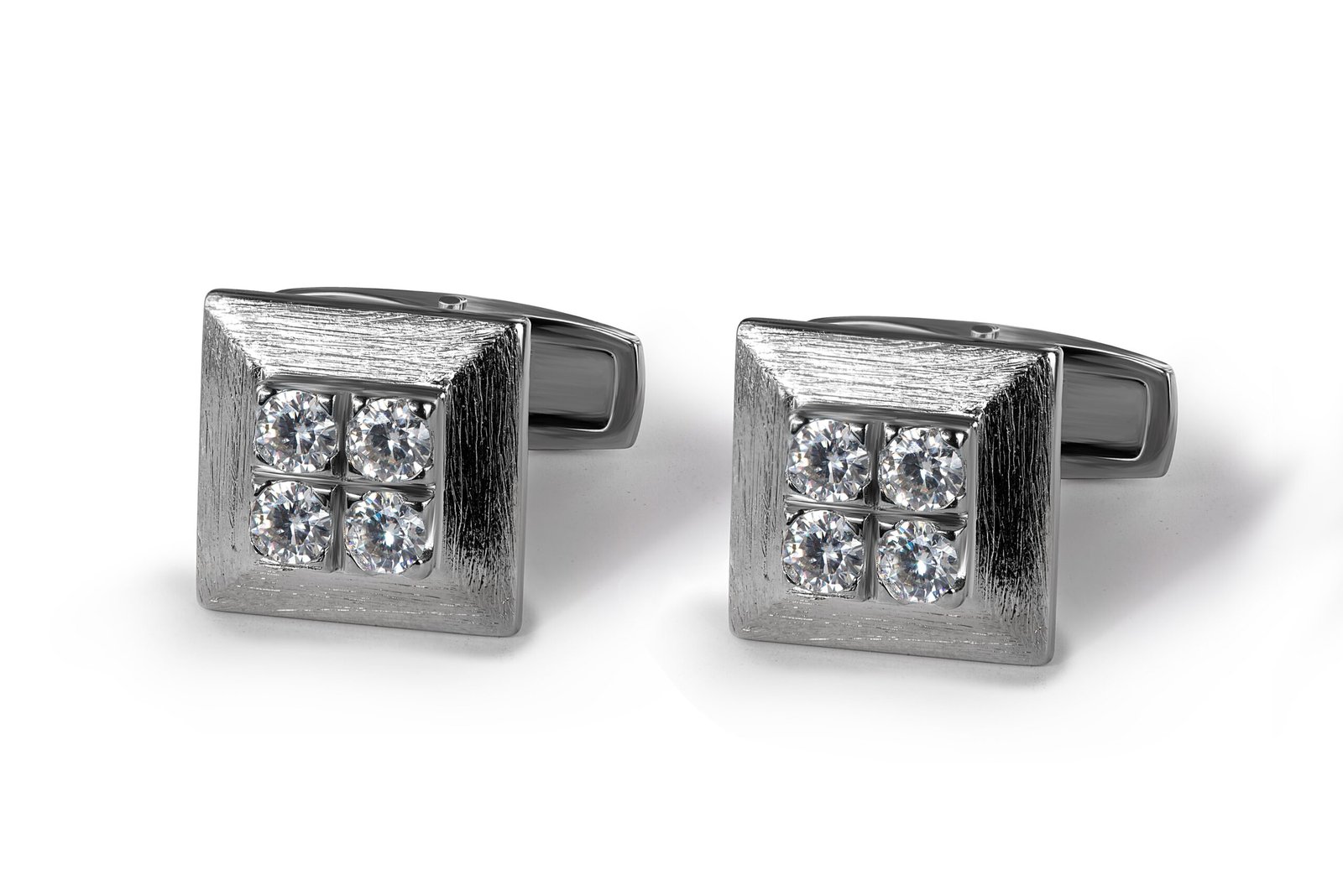 Four-Square — Moissanite Cufflinks in Sterling Silver