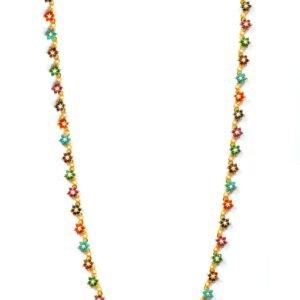 Blessed Blooms Mala — Natural Nauratan Stone Necklace in Sterling Silver