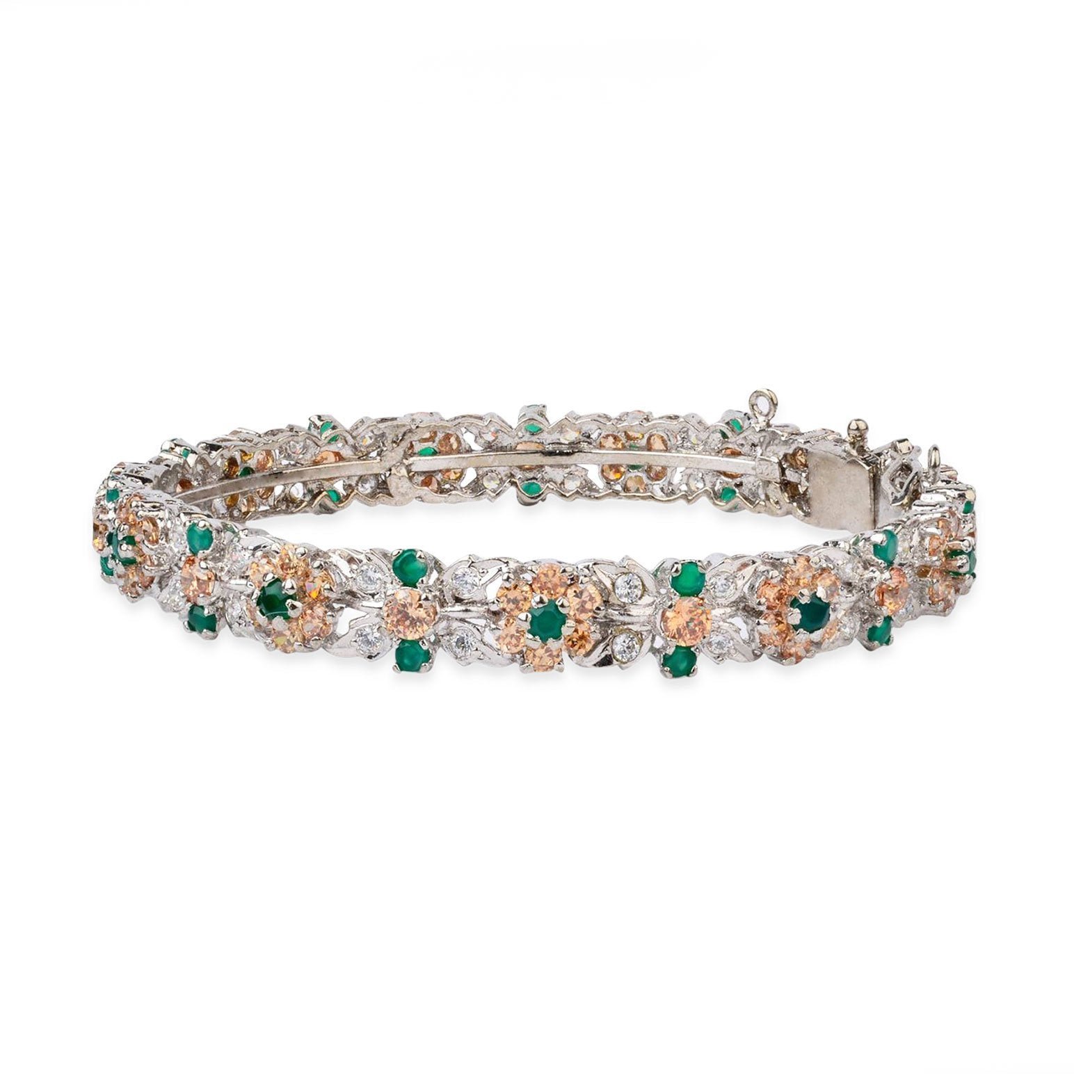 Natural Jade Bangle in Sterling Silver
