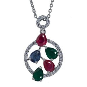 Colourful Drop — Lab-Made Crystal Necklace in Sterling Silver