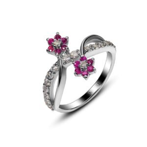 Ruby Bliss Ring — Natural Ruby (Yaqoot) Floral Ring in Sterling Silver