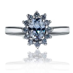 Snowdrift — 1ct Oval Cut GRA Certified Moissanite Ring, Sterling Silver