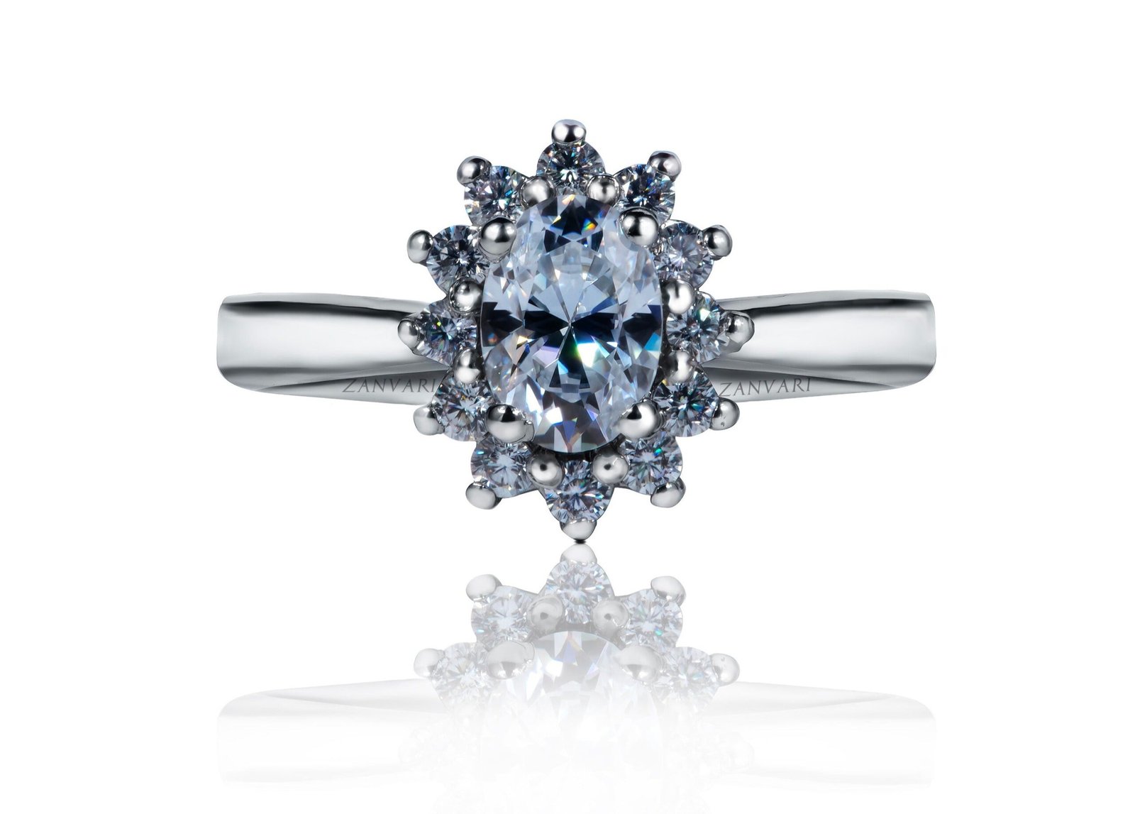 Snowdrift — 1ct Oval Cut GRA Certified Moissanite Ring, Sterling Silver
