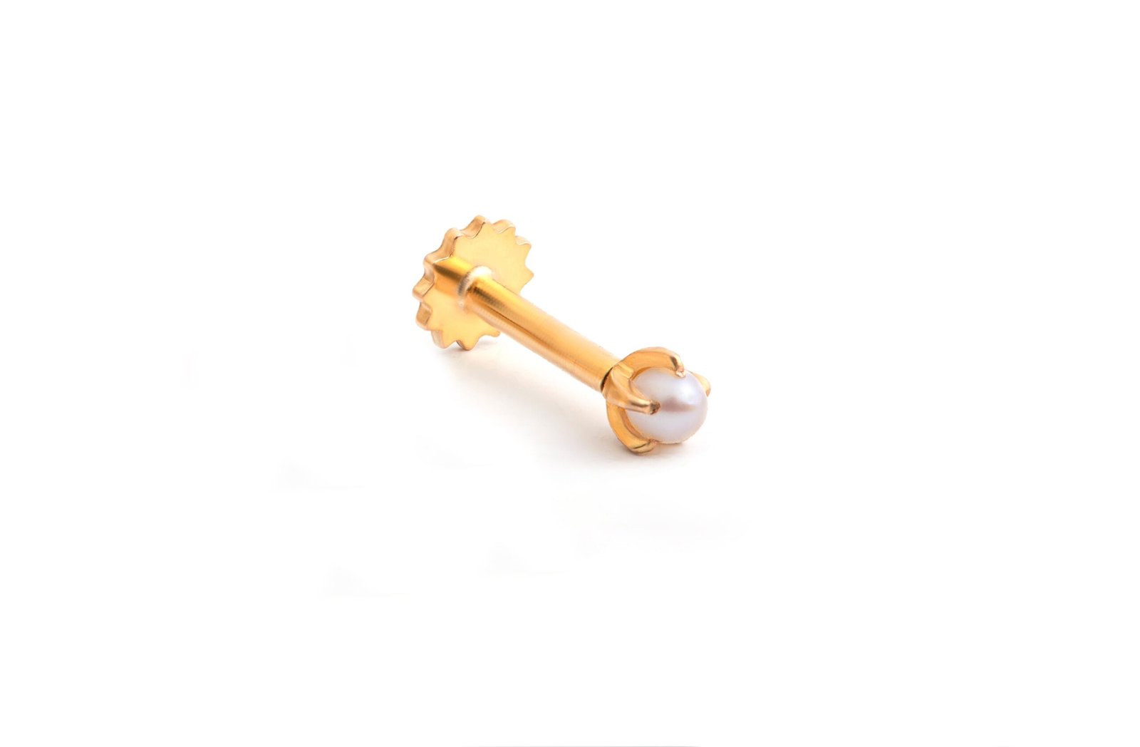 Luminous Pearl — Freshwater Pearl Nose Pin in 21k Pure Gold