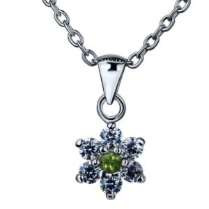 Sparkling Peridot Flora — Natural Peridot Pendant in Sterling Silver