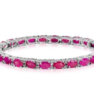 Natural Ruby Cobblestone Bangle in Sterling Silver