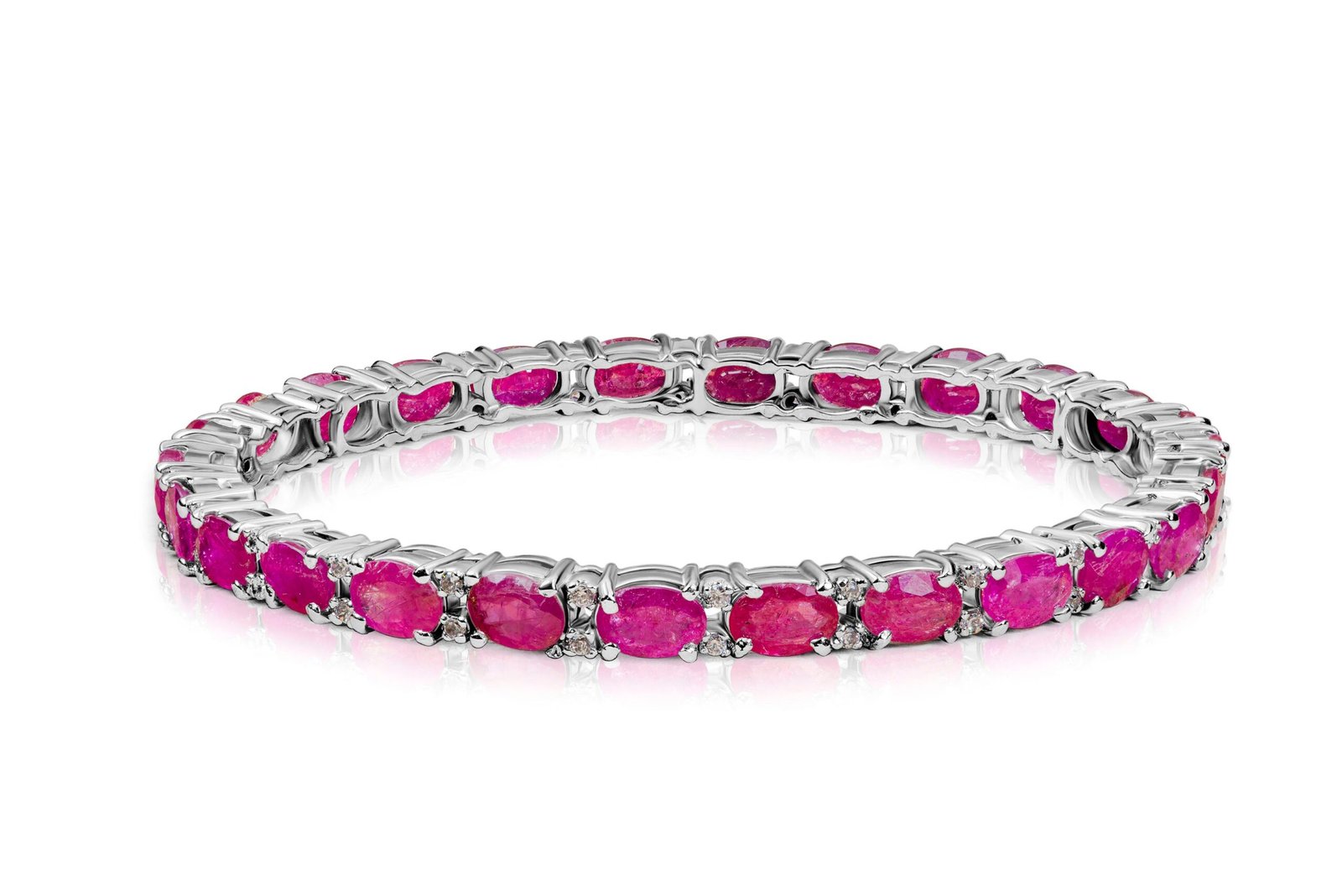Natural Ruby Cobblestone Bangle in Sterling Silver