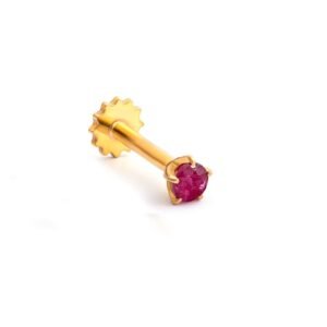 Vibrant Ruby — Natural Ruby (Yaqoot) Nose Pin in 21k Pure Gold
