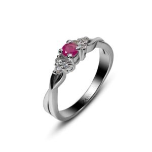 Bloodstone Bond Ring — Natural Ruby (Yaqoot) Twist Band in Sterling Silver