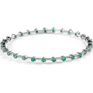 Green Touch of Emerald Bangle — Natural Emerald (Zamurd) in Sterling Silver