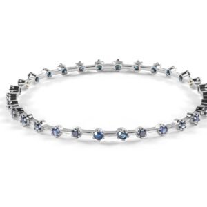 Aqua Sapphire Bangle — Natural Sapphire (Neelam) Bangle in Sterling Silver