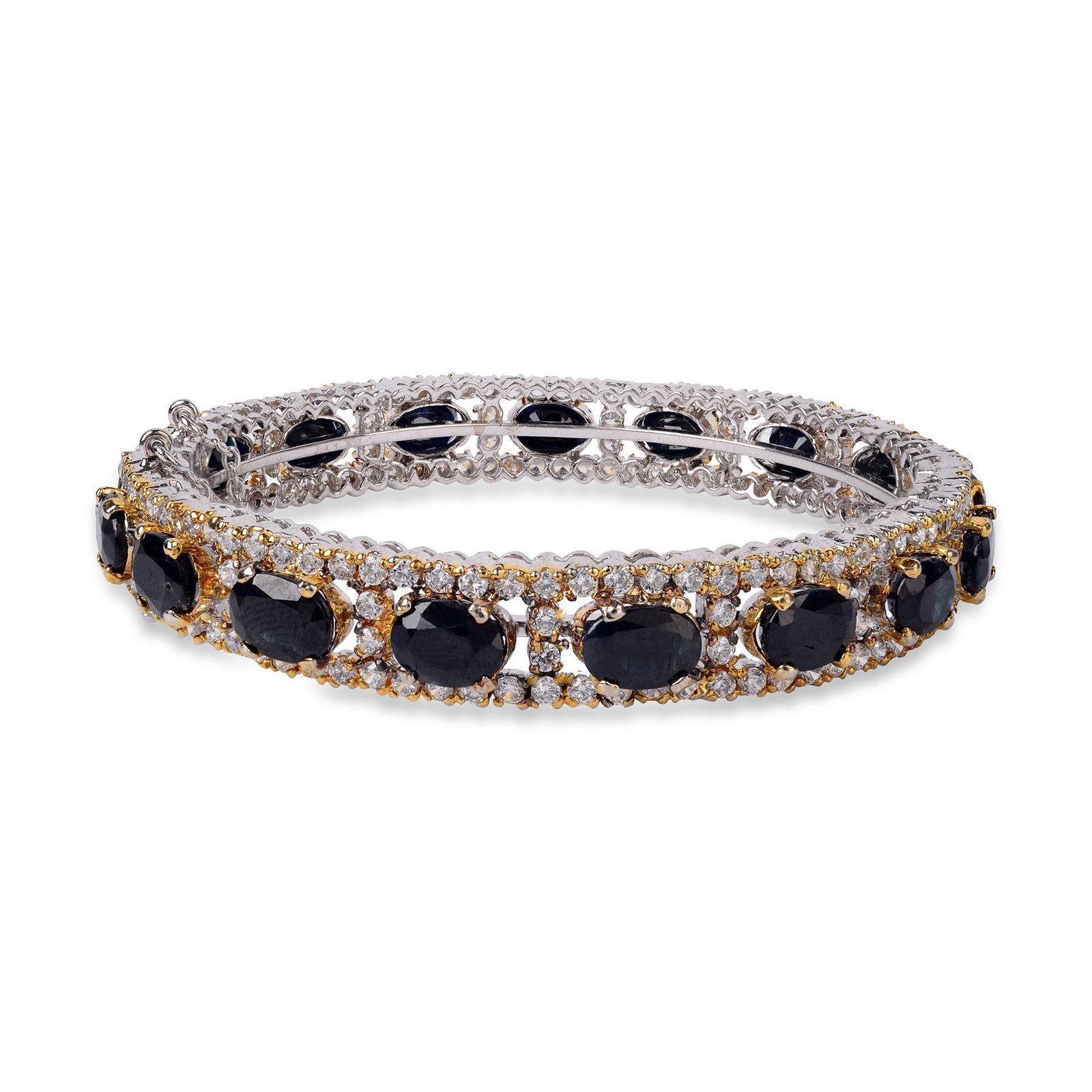 Sapphire Charm — Natural Sapphire Bangle in Sterling Silver