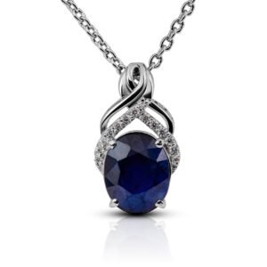 Deep Sea Dream Necklace — Natural Sapphire Pendant in Sterling Silver