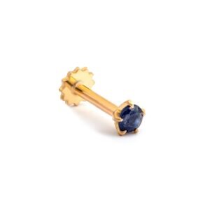 Vibrant Sapphire — Natural Sapphire Nose Pin in 21k Pure Gold