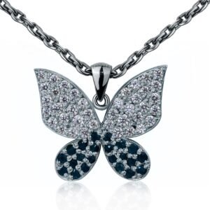 Wings of Whimsy — Natural Sapphire Butterfly Necklace in Sterling Silver