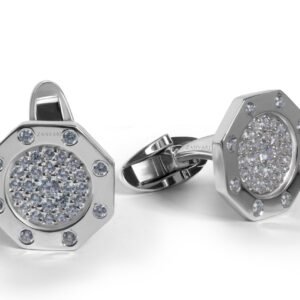 Noble Facet — Octagonal Moissanite Cufflinks in Sterling Silver