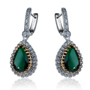 Hurrem Sultan Earrings — Lab-Created Emerald & Moissanite in Sterling Silver