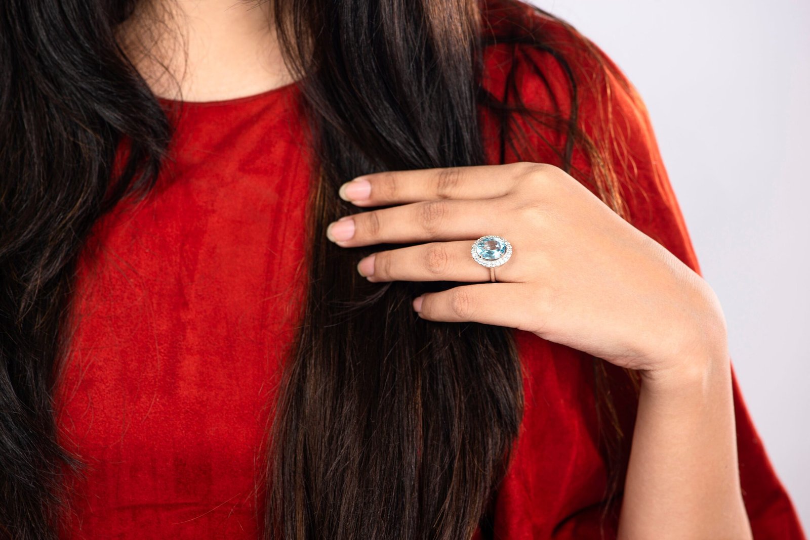 Stone of Topazios — Natural Blue Topaz Halo Ring in Sterling Silver - Image 2
