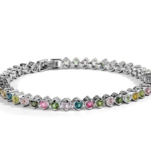 Vibrant Colors of Tourmaline Tennis Bracelet in Sterling Silver