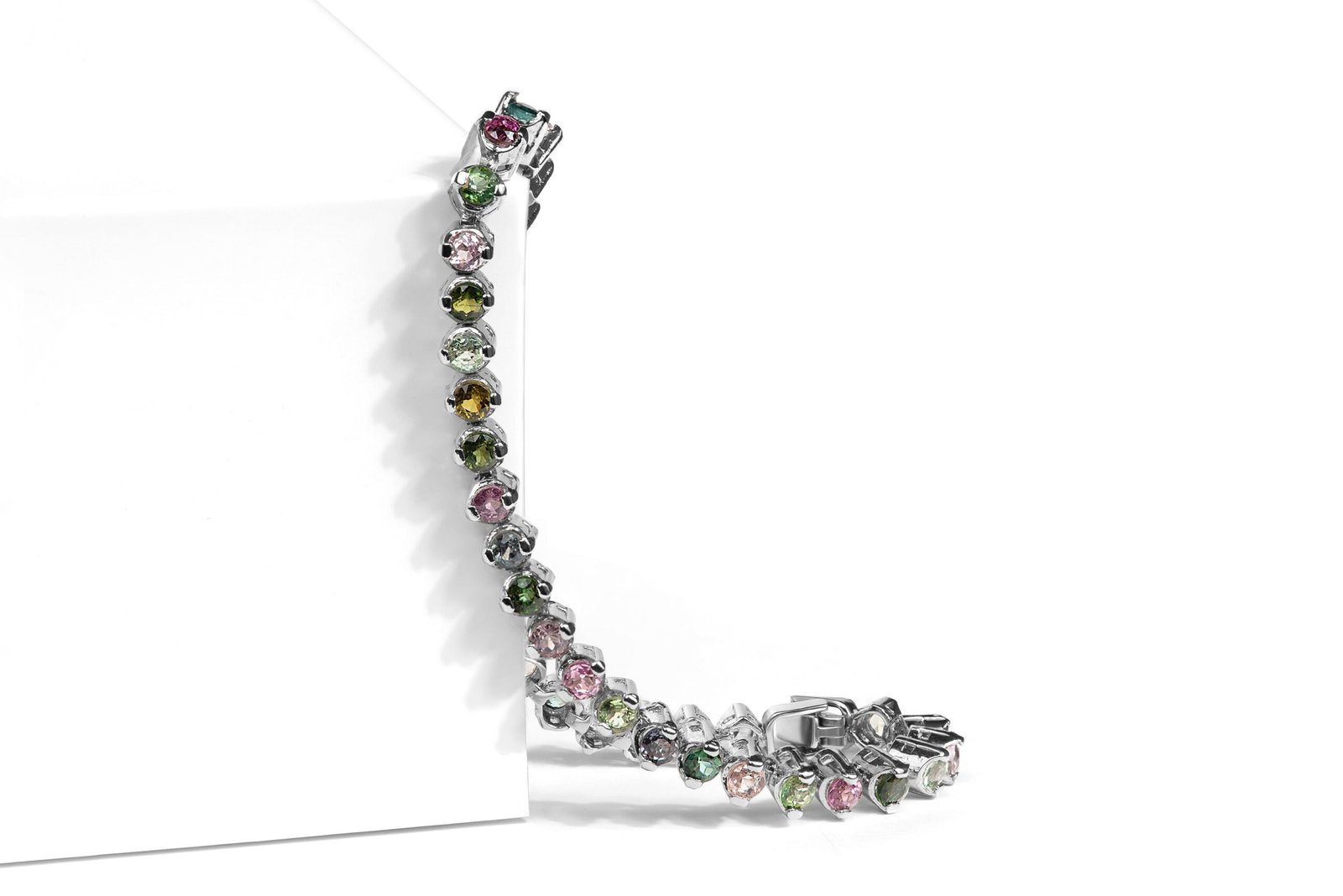 Vibrant Colors of Tourmaline Tennis Bracelet in Sterling Silver - Image 3