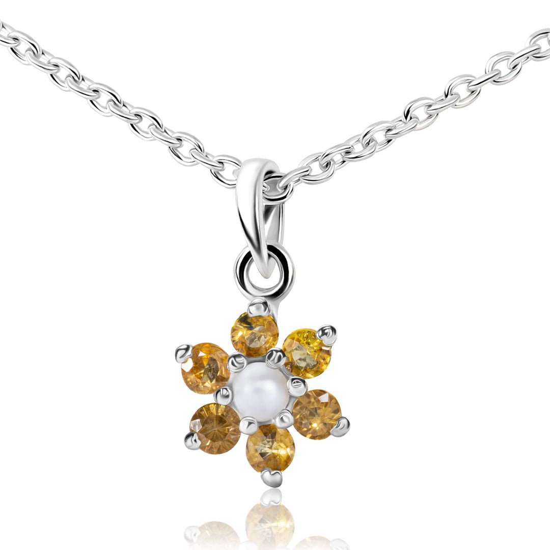 Nature's Splendor — Natural Yellow Sapphire & Pearl Necklace, Sterling Silver