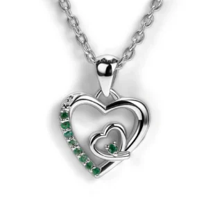 Silver Soulshine — Natural Emerald Heart Pendant in Sterling Silver