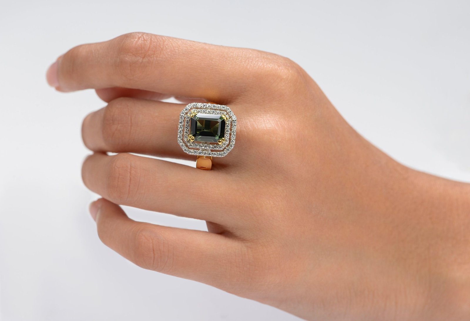 Meadowsong Ring — Synthetic Green Stone in Gold-Plated Sterling Silver - Image 2