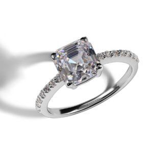 Nova Asscher Moissanite Ring — 1ct GRA Certified in Sterling Silver