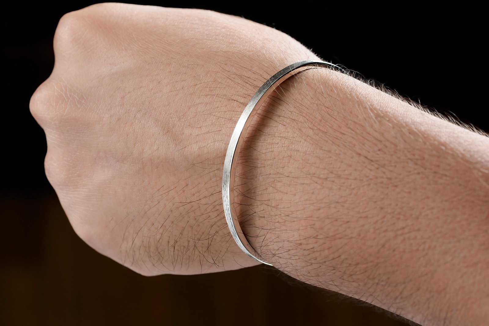 Minimalist Radiance Matte — Men's Sterling Silver (Chandi) Bangle - Image 2