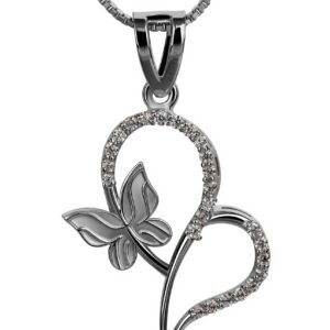 Wings of Whimsy — Moissanite Butterfly Heart Pendant in Sterling Silver