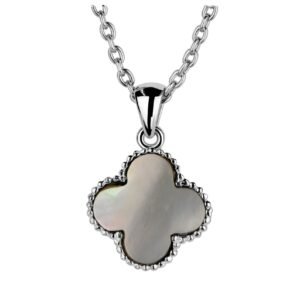 Clover Pendant — Four Leaf Clover Necklace in Sterling Silver (Pearl)
