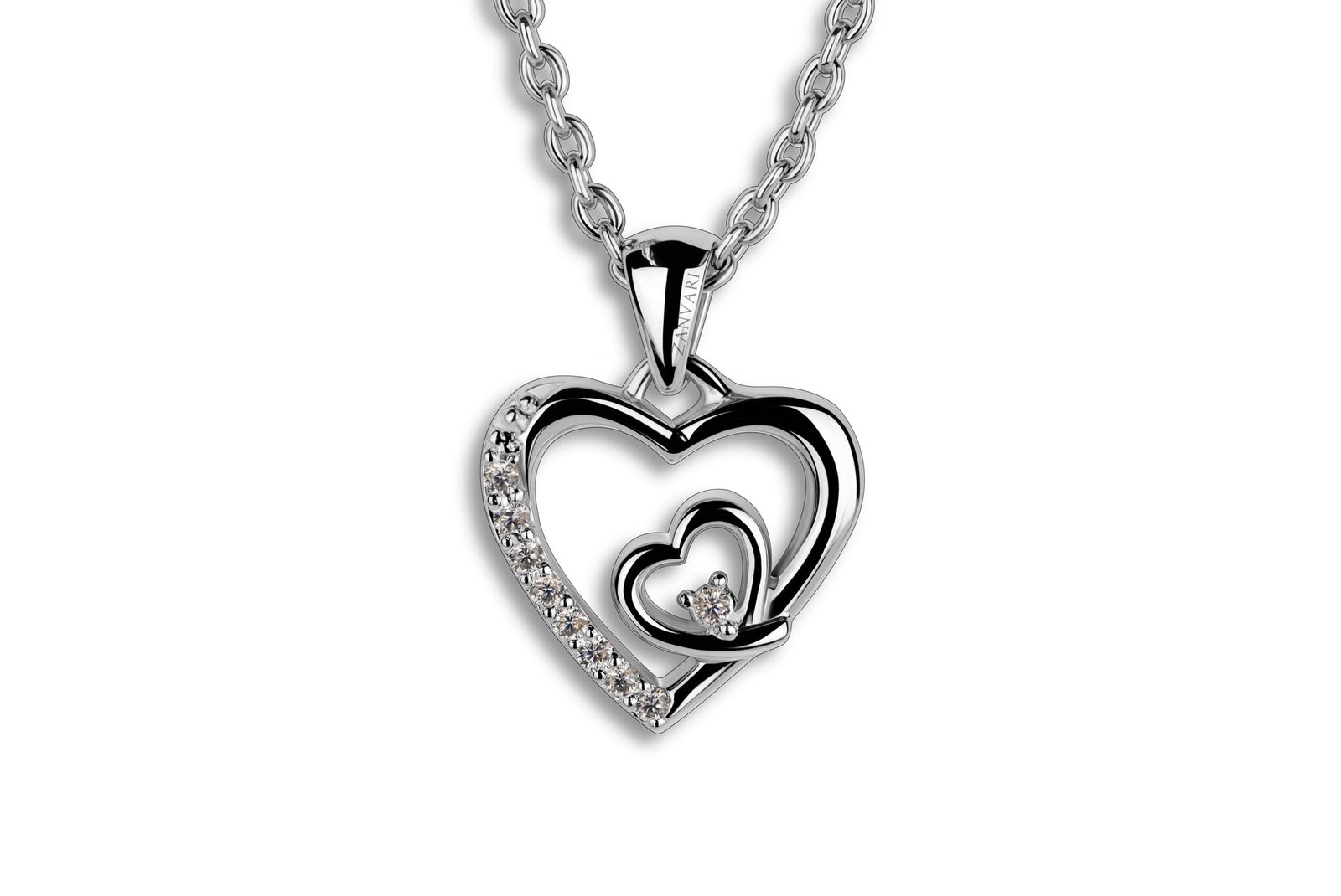 Silver Soulshine — Moissanite Heart Pendant in Sterling Silver
