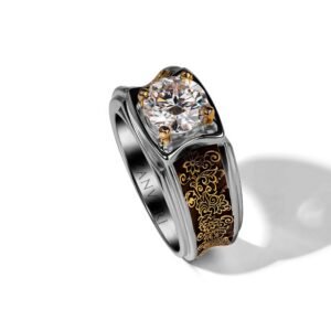 Gilded Petal Moissanite — Men's 2ct GRA Certified Ring in Sterling Silver