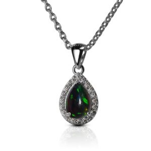 Cosmic Galaxy — 1-1.5ct Certified Natural Opal Necklace in Sterling Silver