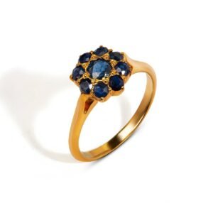 Sapphire Whisperer Flower 21k Gold Ring — Natural Blue Sapphire