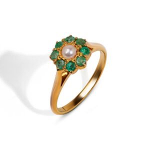 Golden Garden 21k Gold Ring — Natural Emerald & Pearl