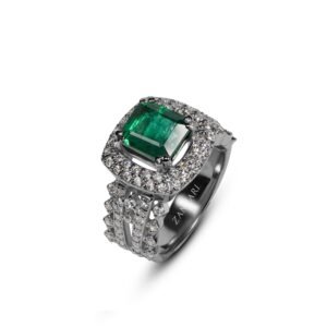 Gleaming Treasure — Lab-Created Emerald Ring in Sterling Silver