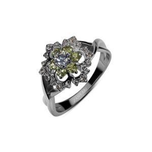 Peridot Paradise — Natural Peridot Floral Ring in Sterling Silver