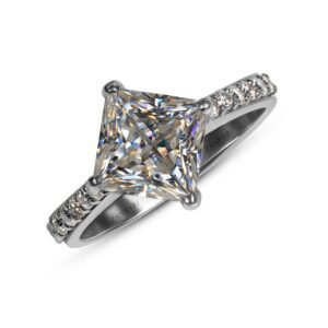 Royal Radiance — 3ct Princess Cut GRA Certified Moissanite Ring, Sterling Silver