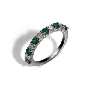 Gleam of Emerald and Moissanite Ring — Natural Emerald in Sterling Silver