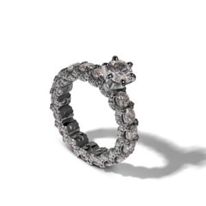 Extravagant Sparkle — 0.5ct GRA Certified Iced Out Moissanite Ring, Sterling Silver