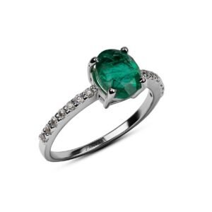 Gleaming Green Oasis Ring — Green Cheetum & Moissanite in Sterling Silver