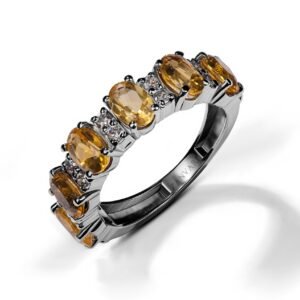 Twilight Citrine Ring — 6 Natural Citrine Stones in Sterling Silver