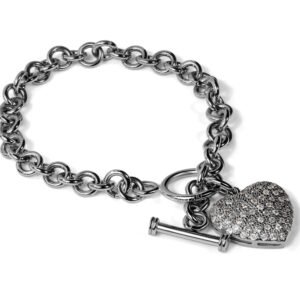 Heart of Elegance — Moissanite Charm Bracelet in Sterling Silver