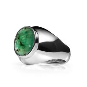 Noble Nature's Gem — Men's 1–3ct Natural Emerald Ring in Sterling Silver (Chandi)