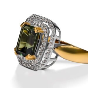 Meadowsong Ring — Synthetic Green Stone in Gold-Plated Sterling Silver