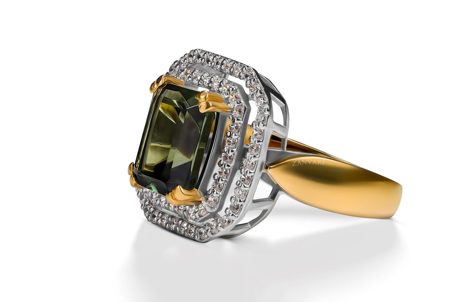 Meadowsong Ring — Synthetic Green Stone in Gold-Plated Sterling Silver
